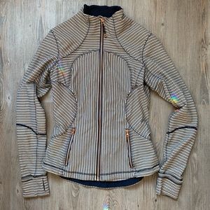 Blue white striped rose gold zipper lulu jacket